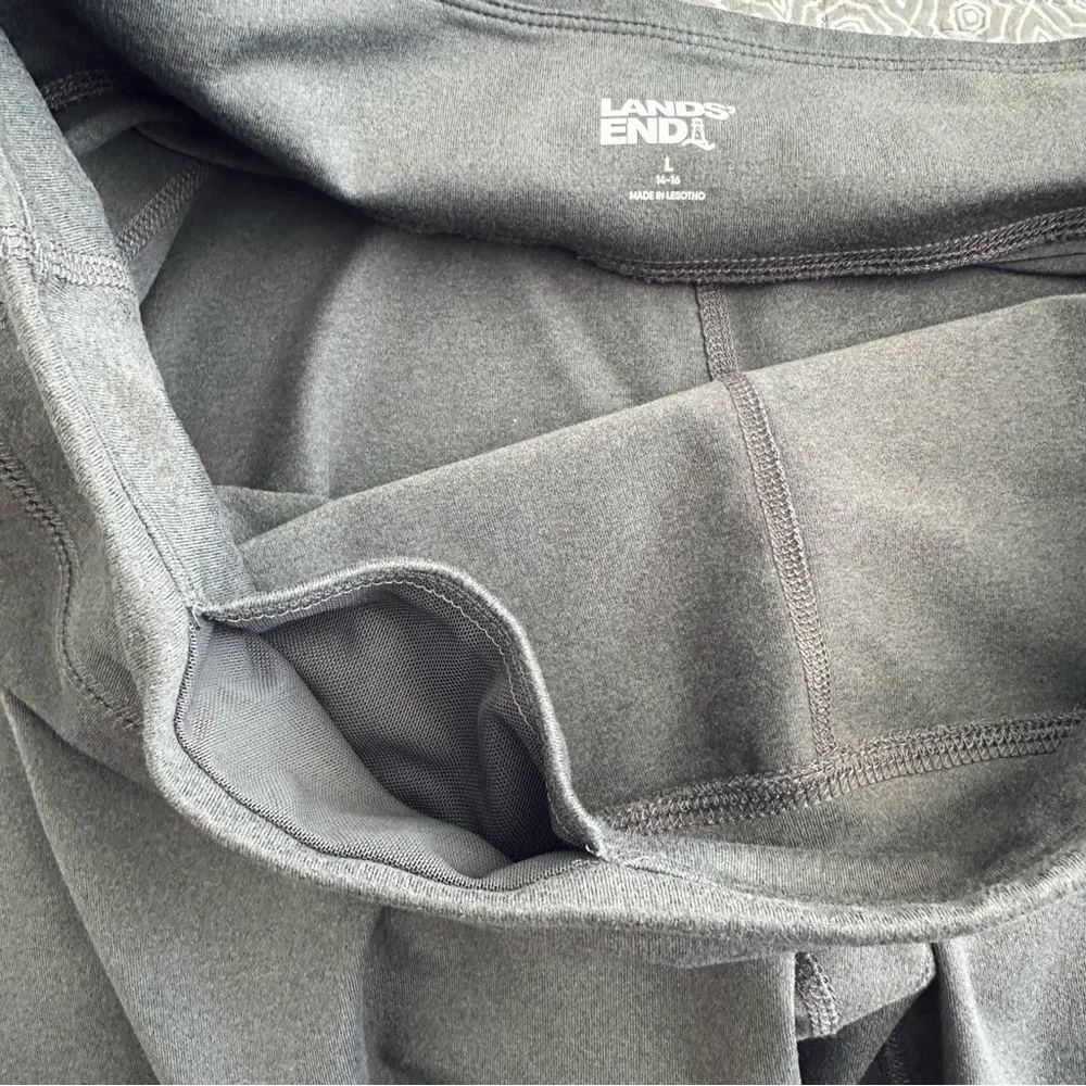 Lands' End Women’s Gray Pull-on Wide Leg Stretch Pants Leggings Size L 14-16